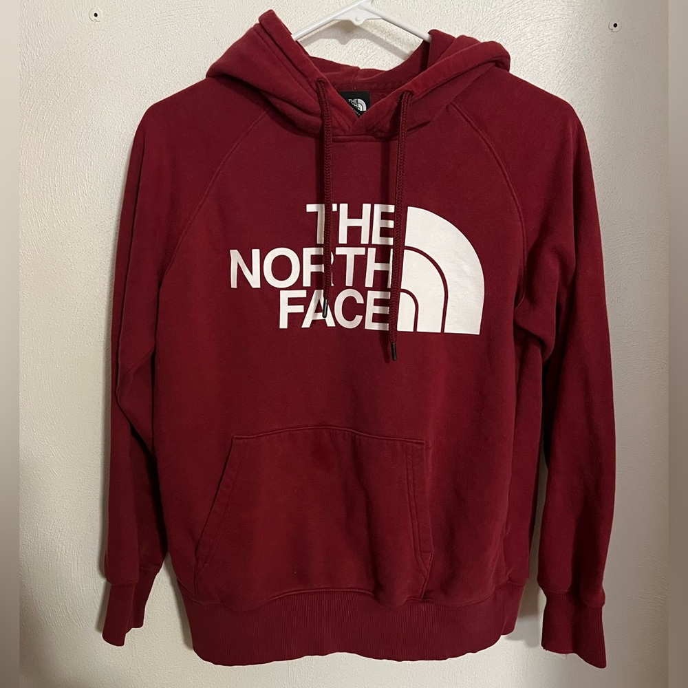 THE NORTH FACE Classic Fleece Printed Logo Hoodie Maroon White Women's Size XS